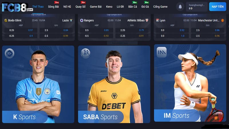 Thể thao là một trong những hạng mục giải trí cá cược online FCB8 được yêu thích nhất.